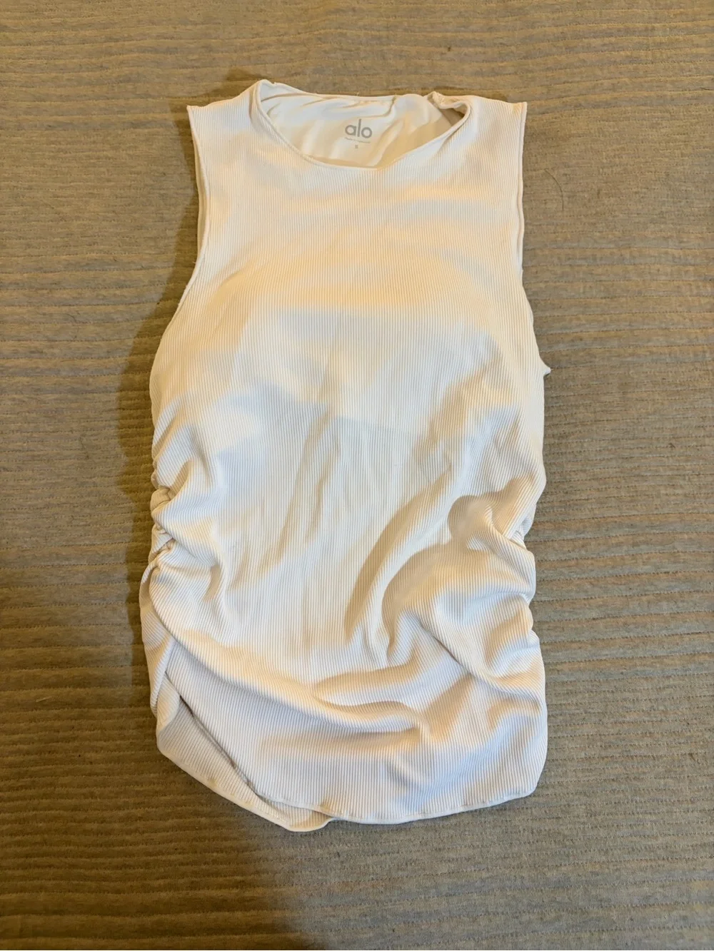 ALO Ribbed En Pointe Tank WHITE SMALL